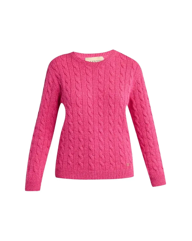 Valentino Garavani Cable Knit Crewneck Sweater