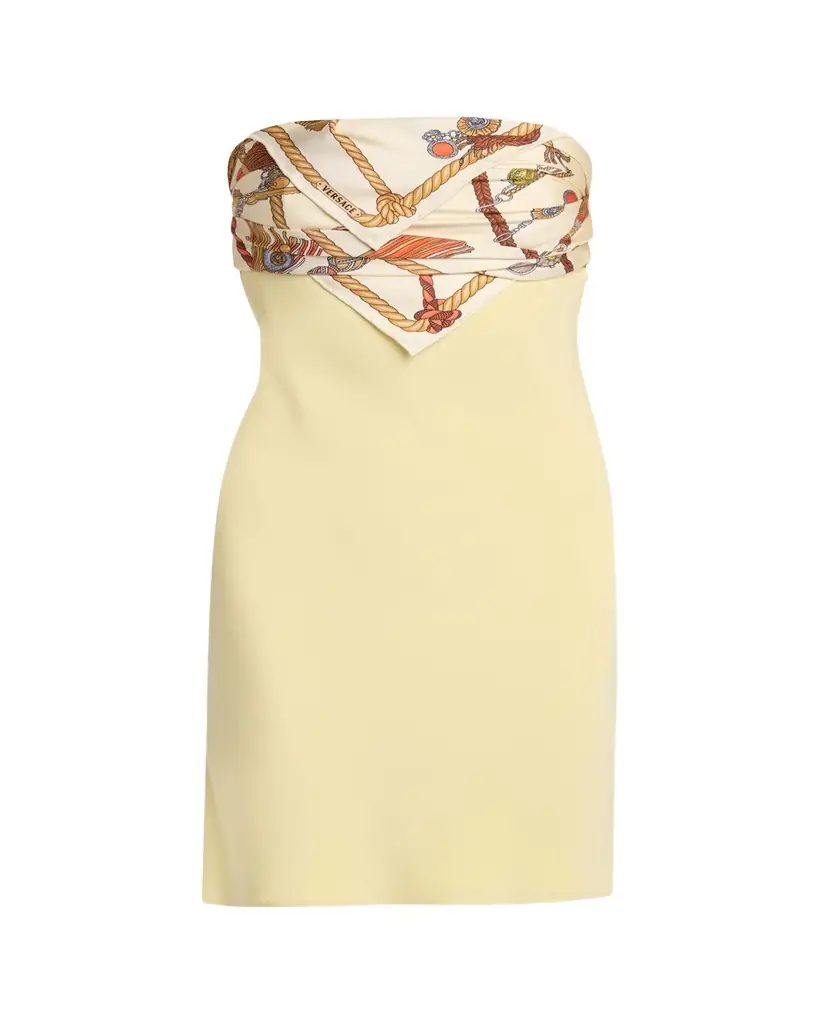Versace Strapless Printed Scarf Mini Dress