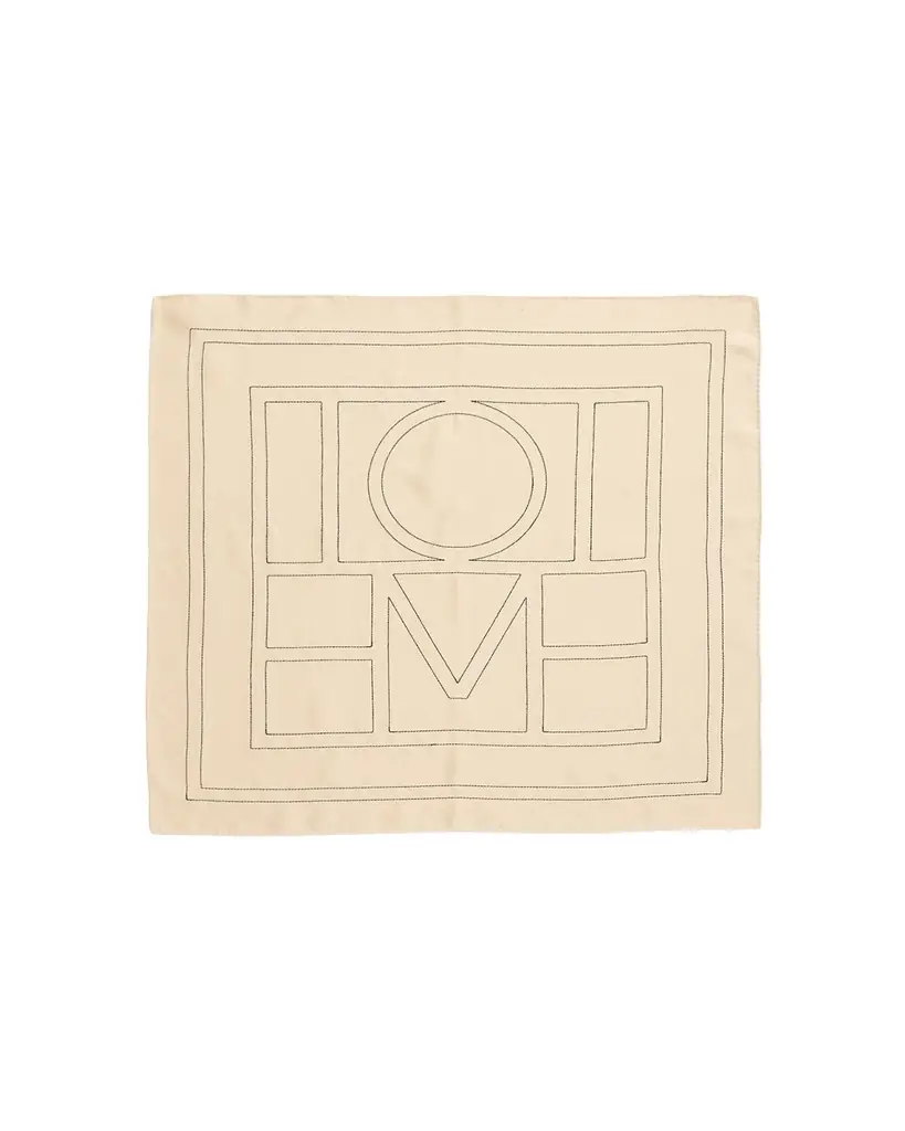 Toteme Embroidered Logo Monogram Silk Scarf