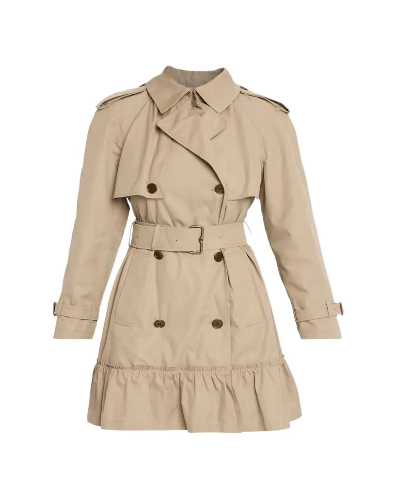 Burberry Ruffle Belted Short Trench Coat