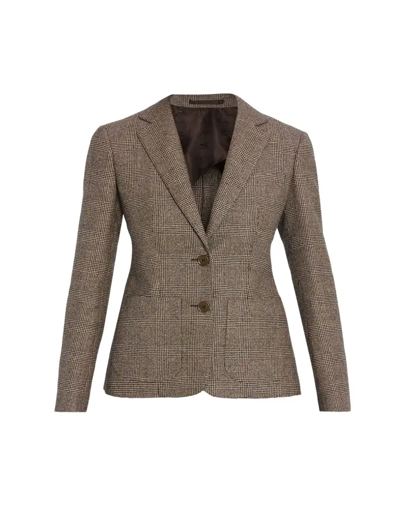 Burberry Prince of Wales Check Wool-Linen Single-Breasted Jacket
