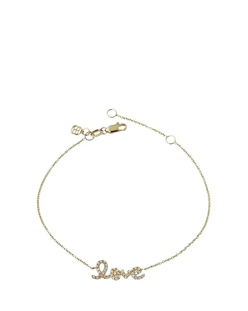 Sydney Evan Small Yellow Gold Diamond Love Bracelet
