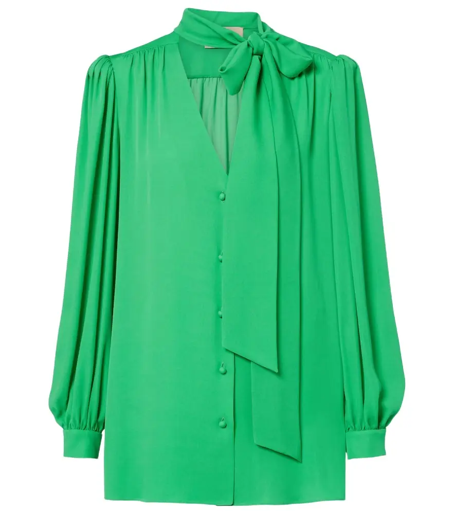 Valentino Tie-neck silk georgette blouse