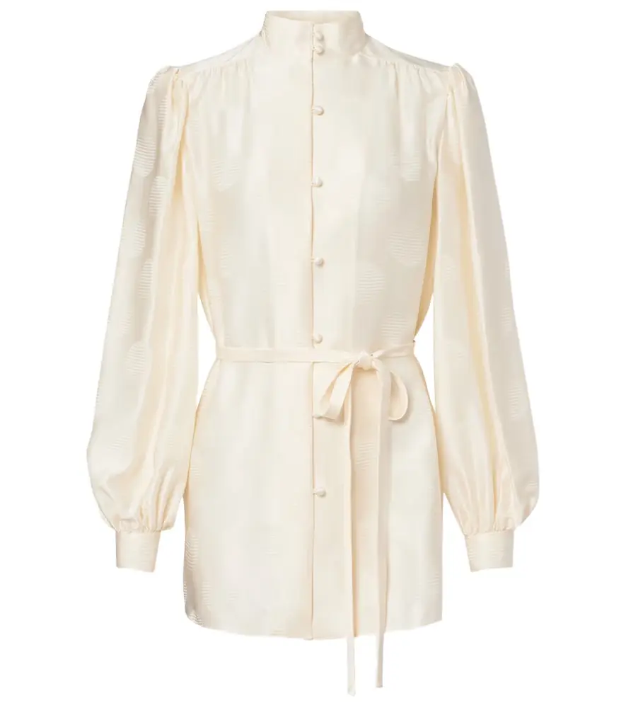 Valentino Belted silk jacquard shirt