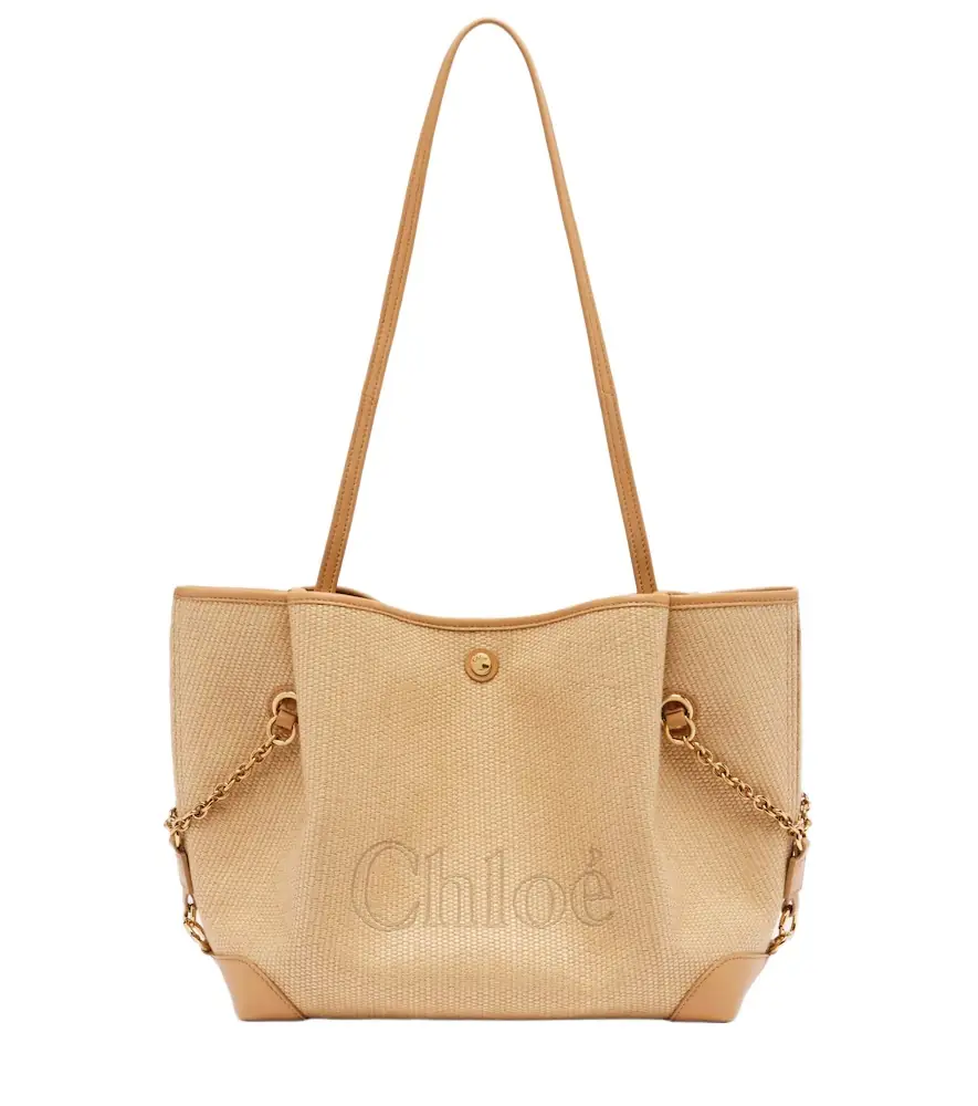 Chloe Chloé Chloé Clover Medium raffia-effect tote bag