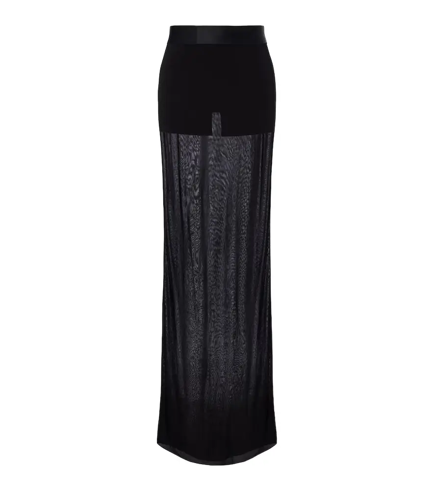 Gucci Semi-sheer crêpe maxi skirt