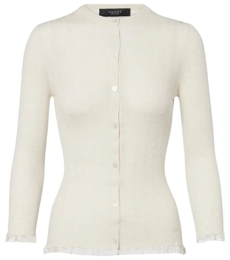 Gucci Lace-trimmed wool cardigan