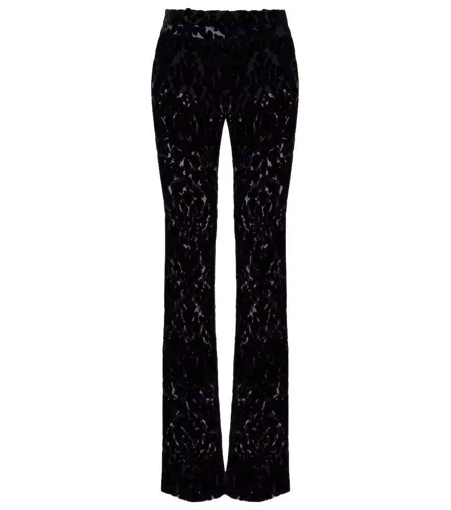 Gucci Floral devoré velour straight pants