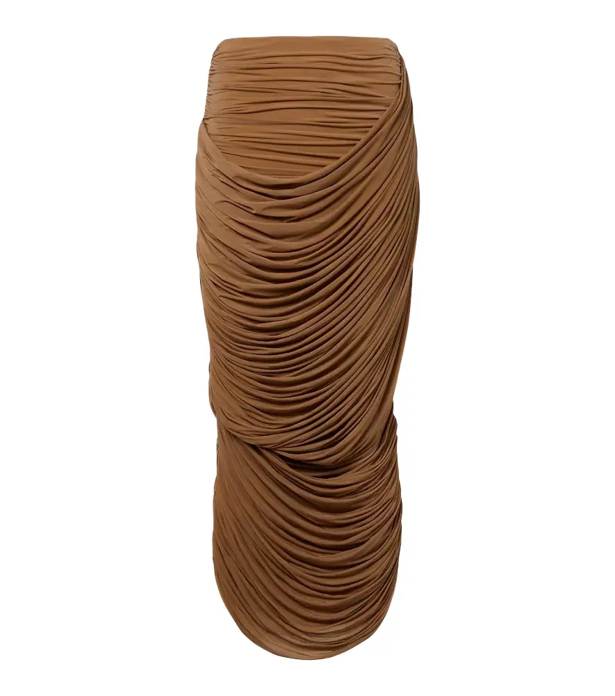 Magda Butrym Draped ruched jersey midi skirt