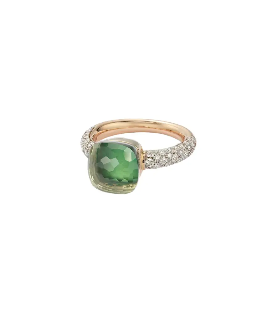 Pomellato Nudo Classic 18kt white and rose gold ring with gemstones