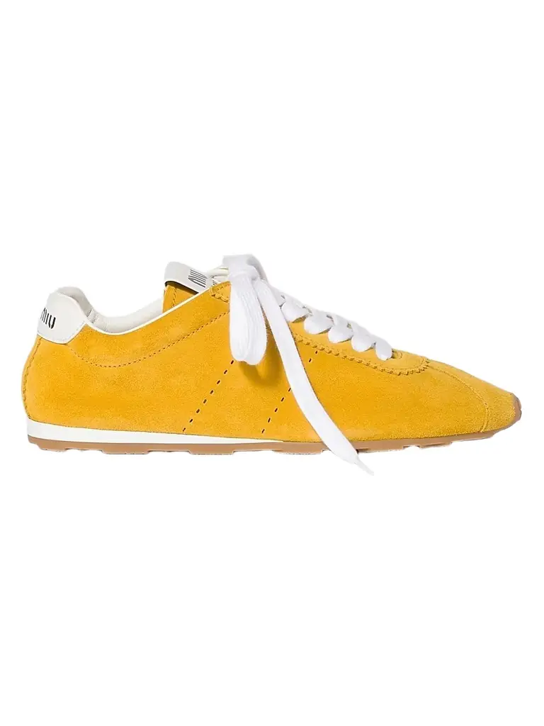 Miu Miu Women's Plume Suede Sneakers - Yellow - Women's Clothing