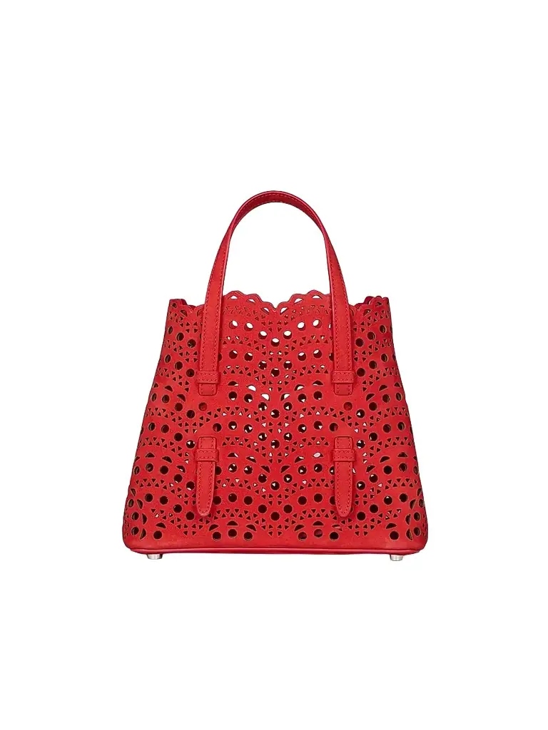 Alaïa Women's Mina 20 Wave Perforated Suede Top Handle Bag - Red