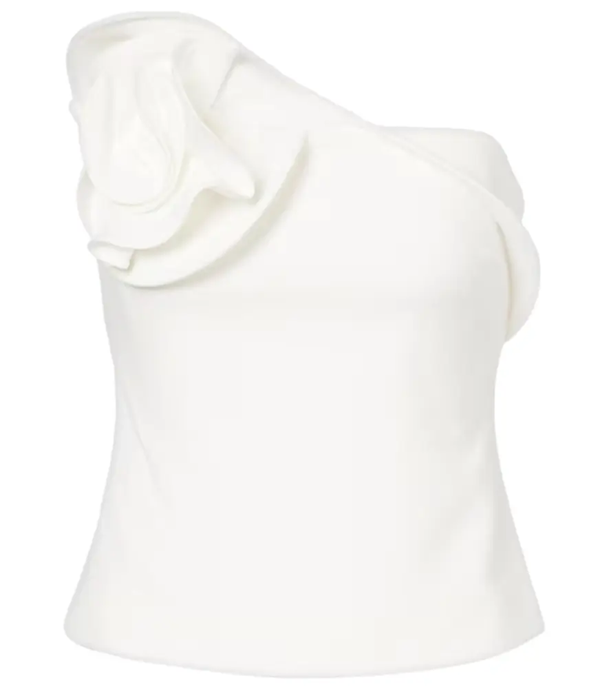 Roland Mouret Floral-appliqué strapless crêpe top
