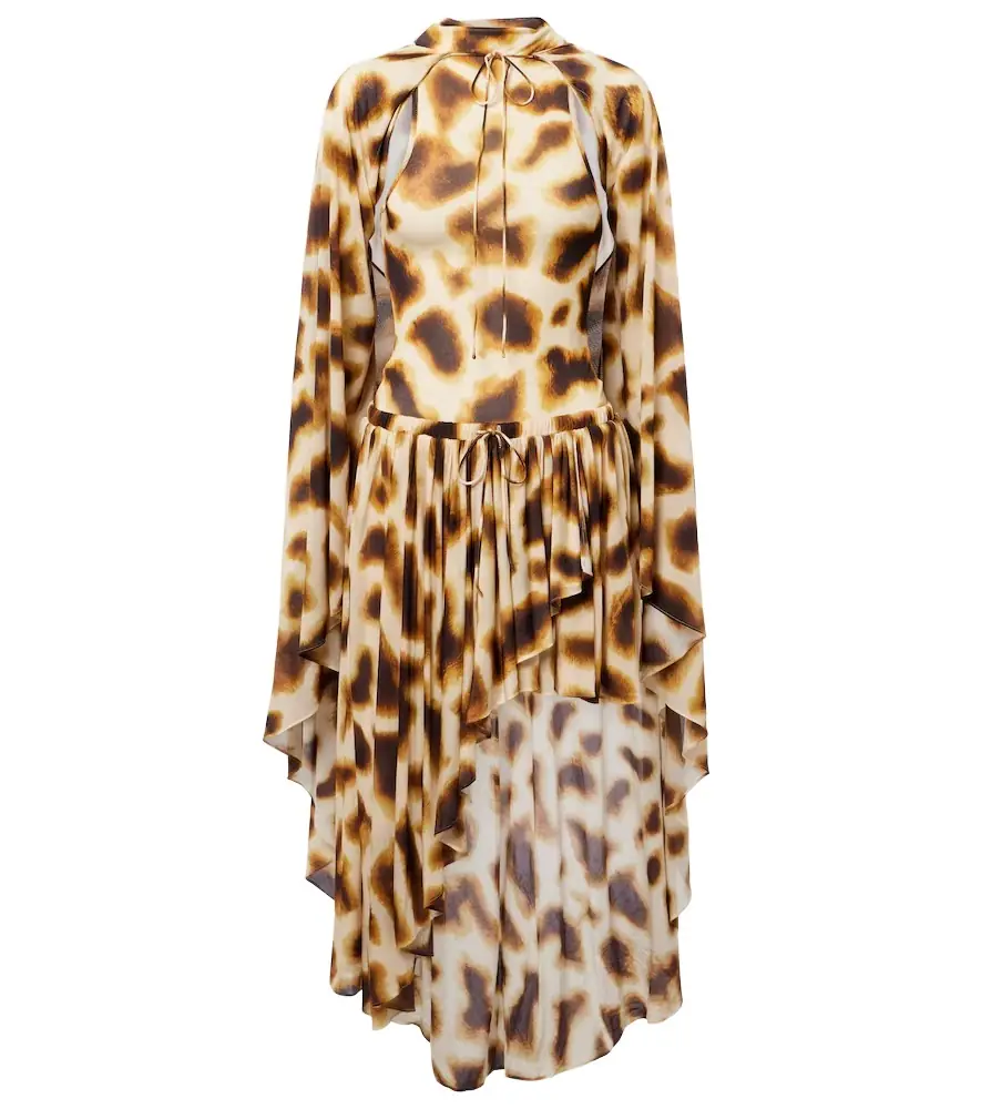 Christopher Esber Gyre printed asymmetric caped minidress