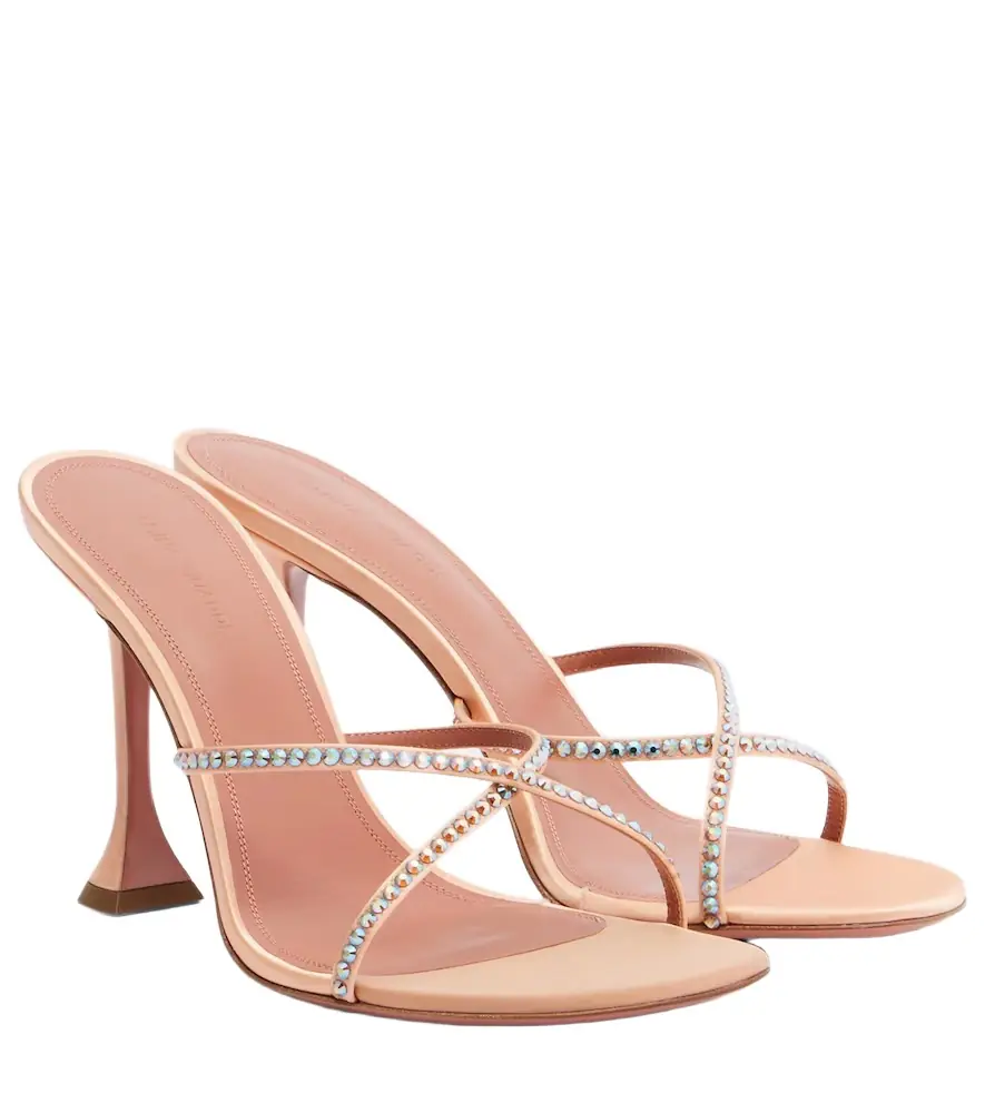 Amina Muaddi Sally crystal-embellished satin mules