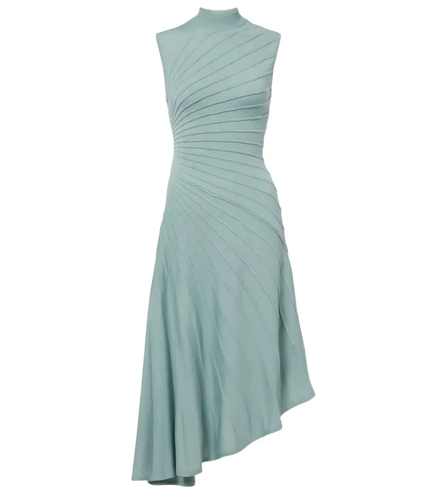Alaia Alaïa Ray asymmetric virgin wool midi dress