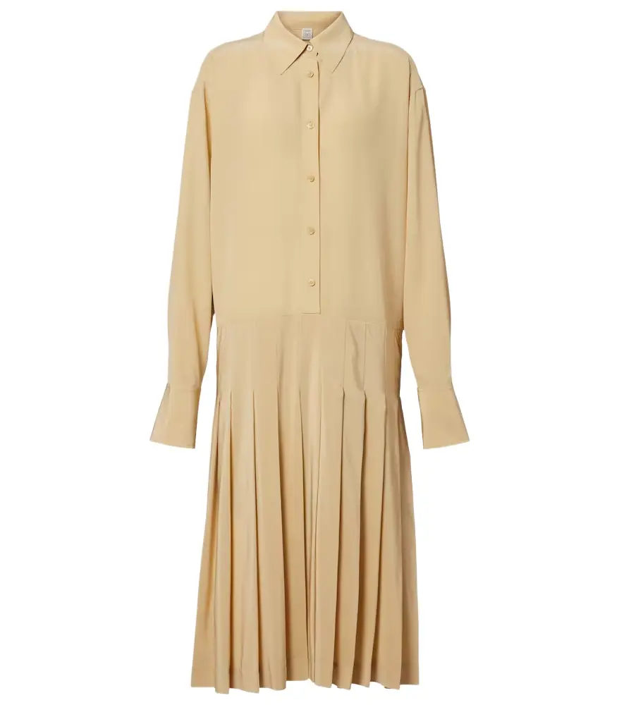 Toteme Pleated silk shirt dress