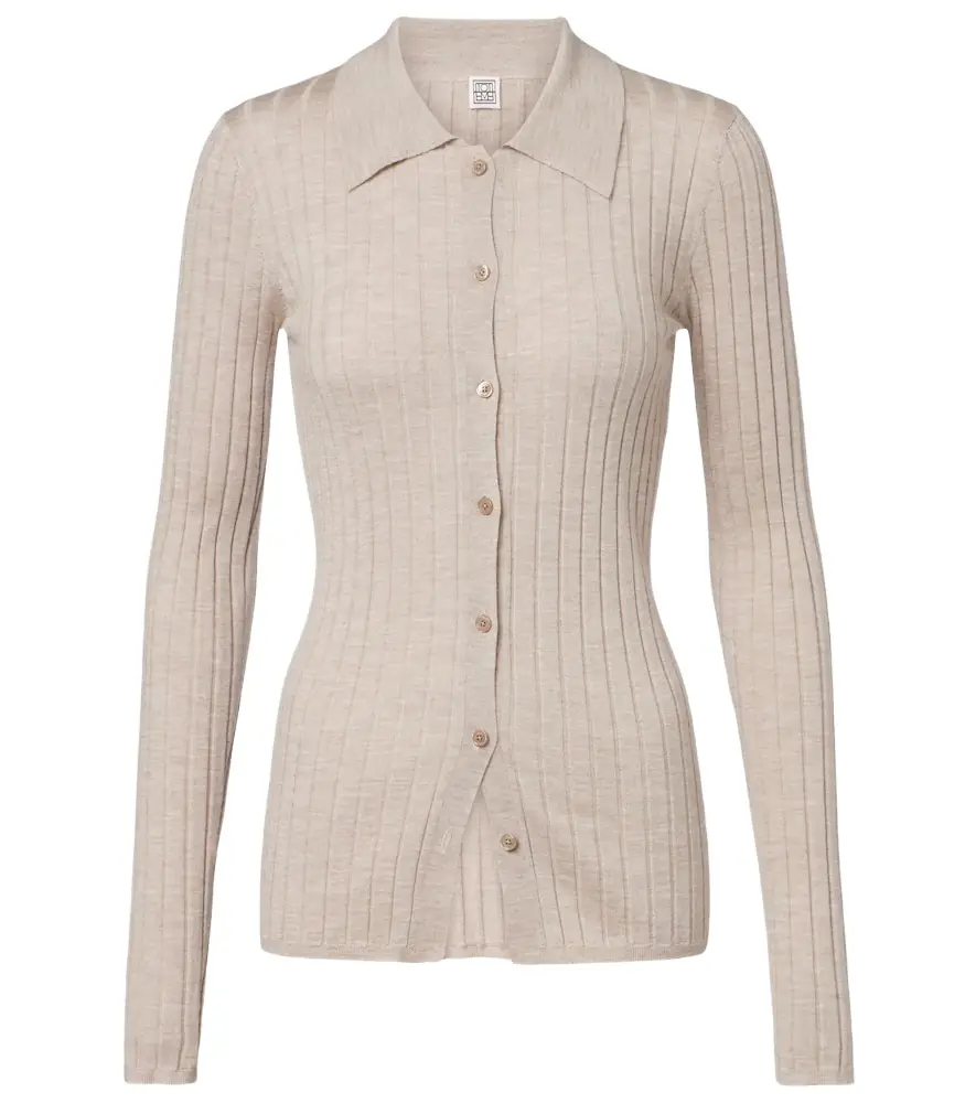 Toteme Ribbed-knit cashmere and silk cardigan