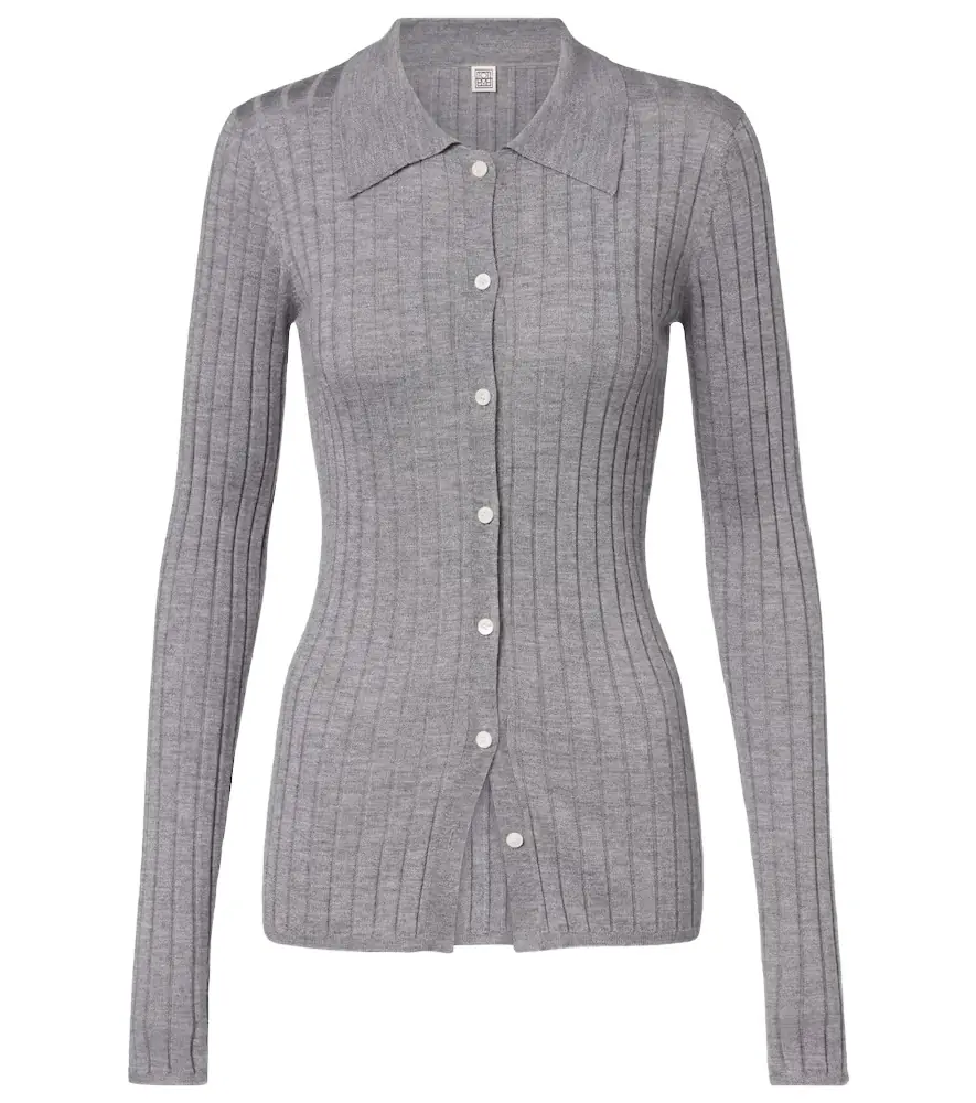 Toteme Ribbed-knit cashmere and silk cardigan