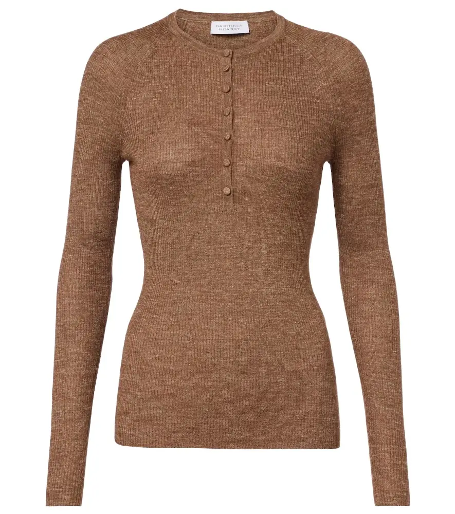 Gabriela Hearst Anges cashmere, silk, and hemp Henley shirt