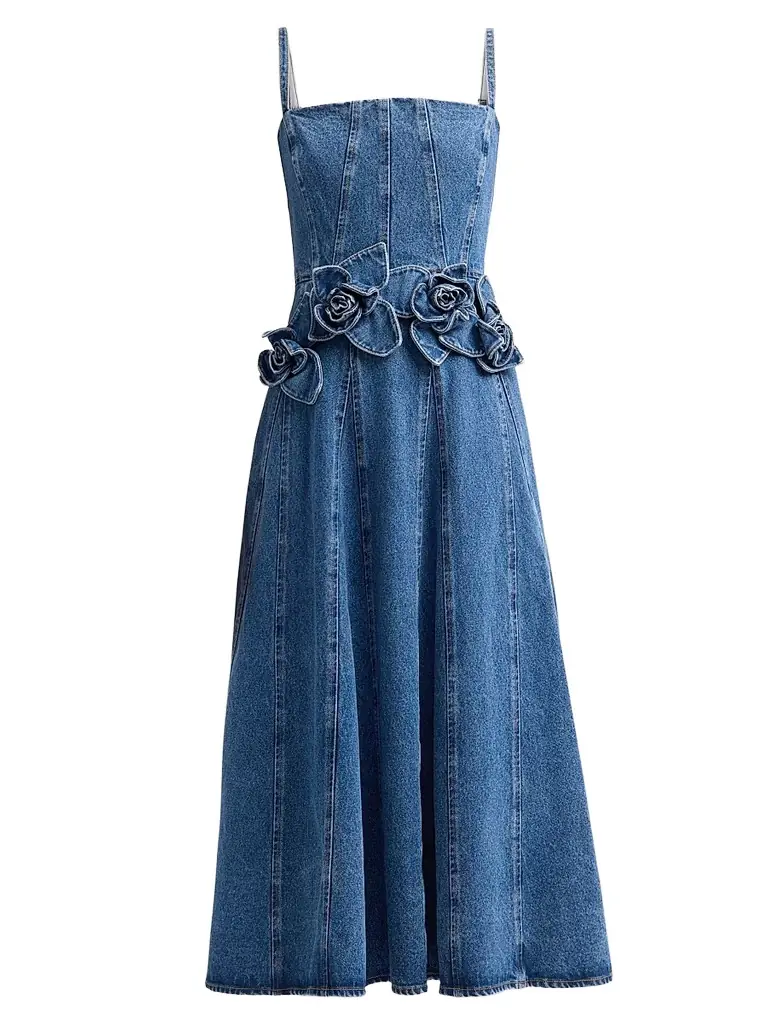 Aknvas Women's Eryn Denim Midi Dress - Blue Denim - Women's Clothing
