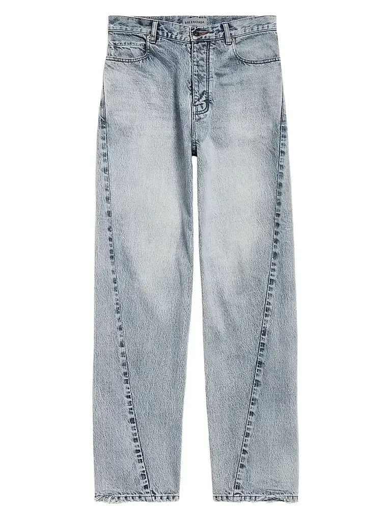 Balenciaga Women's Twisted Seam Jeans - Bleach Light Blue - Women's Clothing
