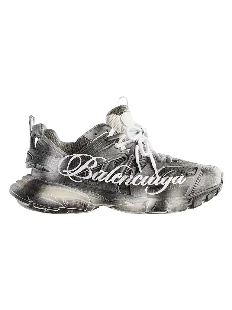 Balenciaga Women's Track Stencil Logo Sneakers - Black White