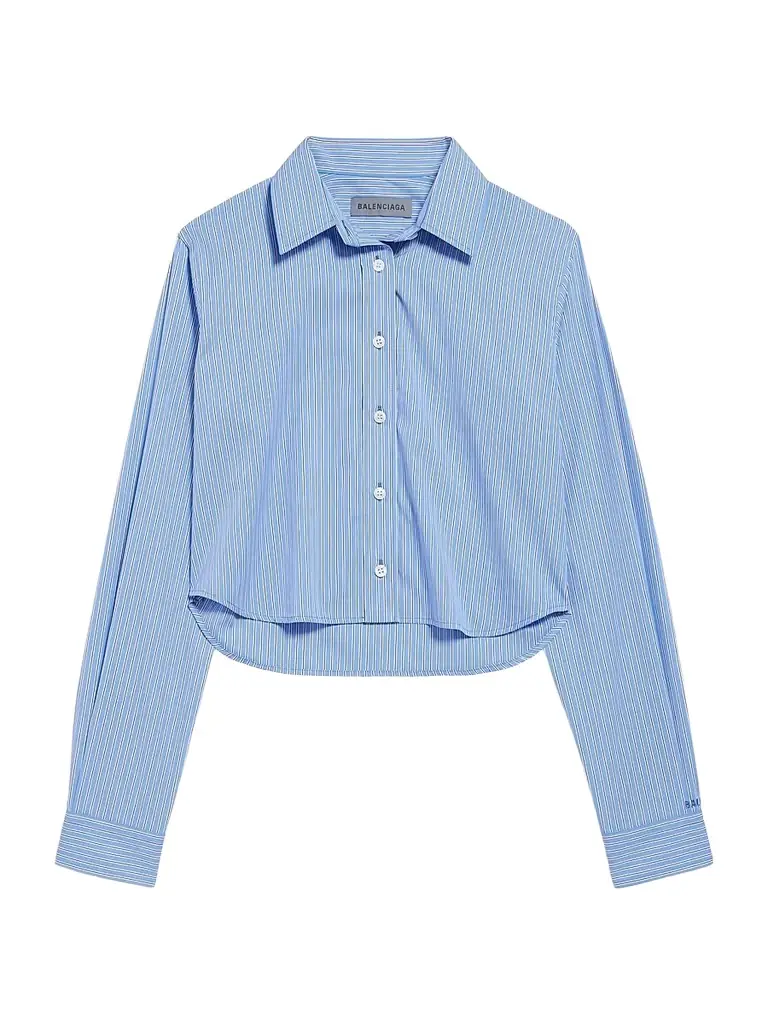 Balenciaga Women's Striped Cropped Shirt - Blue - Women's Clothing