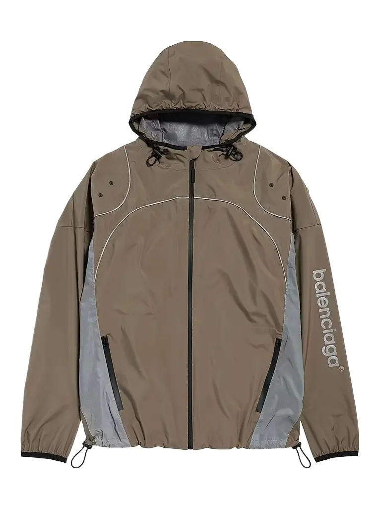 Balenciaga Men's Techwear Zip-Up Jacket - Brown Grey