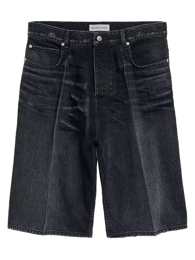 Balenciaga Men's Denim Stay Press Shorts - Black