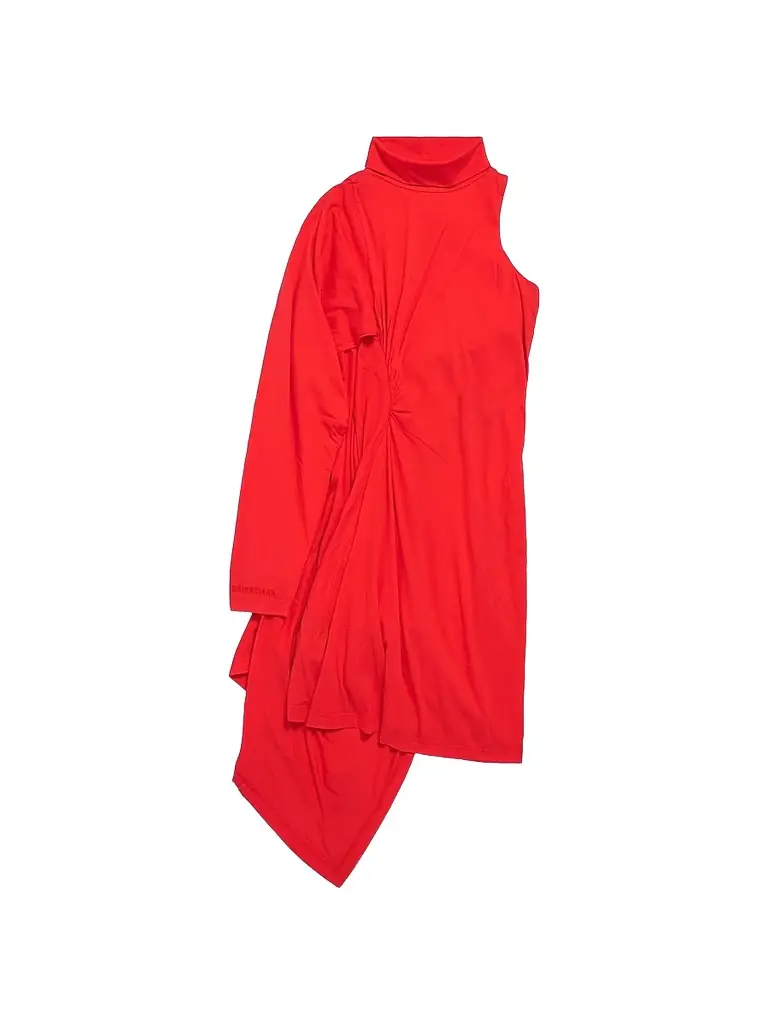 Balenciaga Women's Draped Midi Dress - Sunset Red