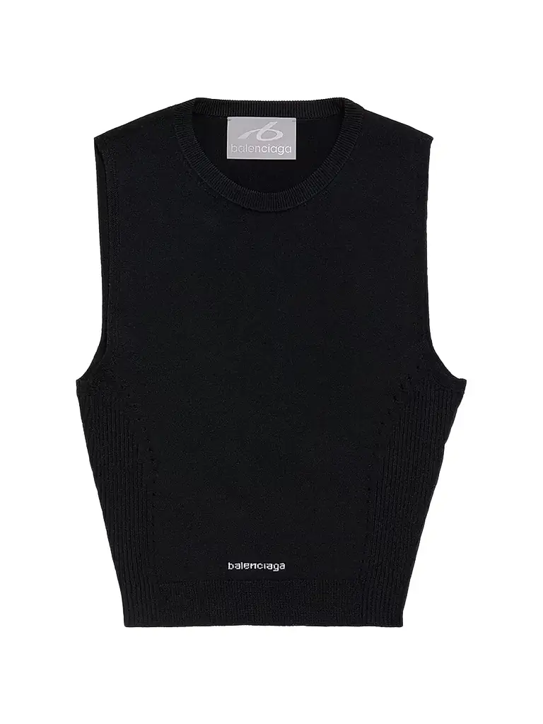 Balenciaga Women's Techwear Cropped Tank Top - Black
