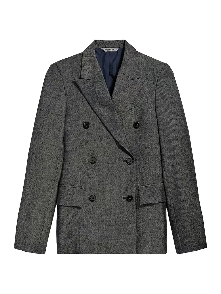 Balenciaga Women's Double-Breasted Tailored Jacket - Dark Grey