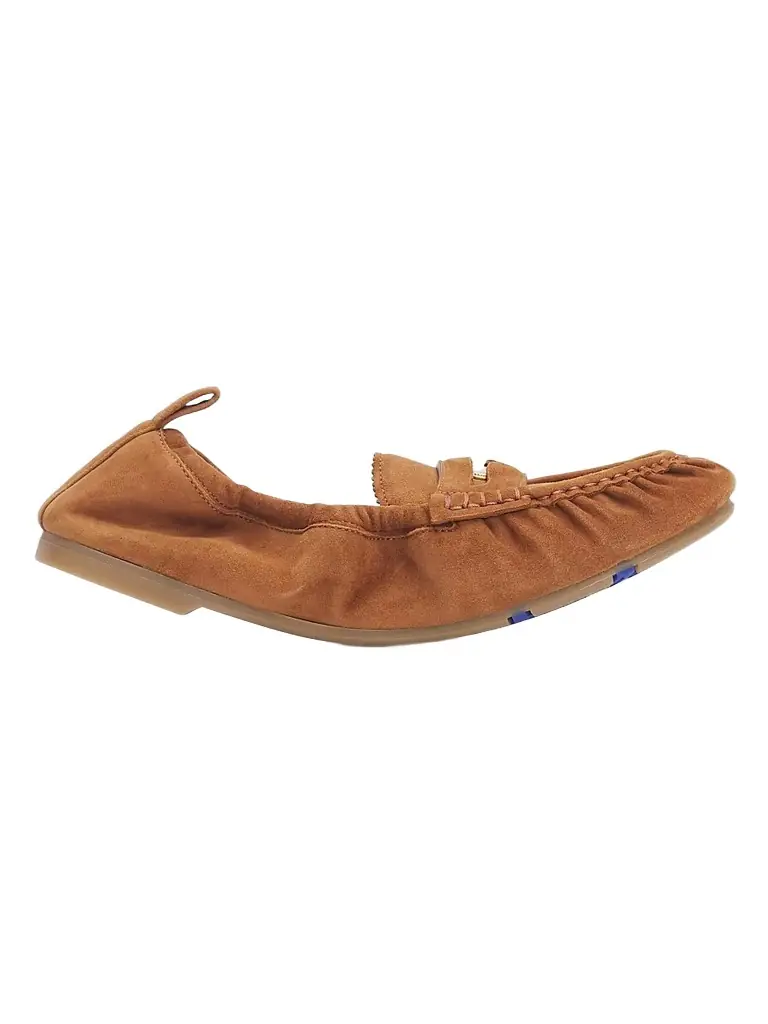 Burberry Women's Fawn Suede Penny Loafers - Cognac - Women's Clothing