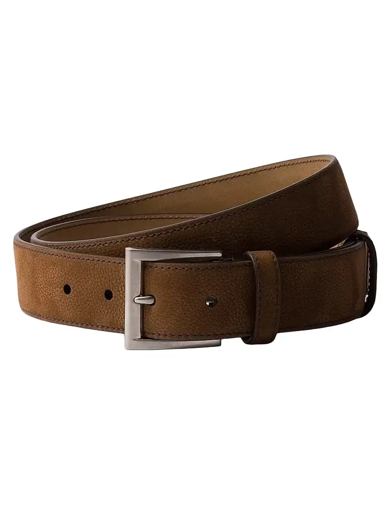 Prada Men's Nubuck Leather Belt - Brown
