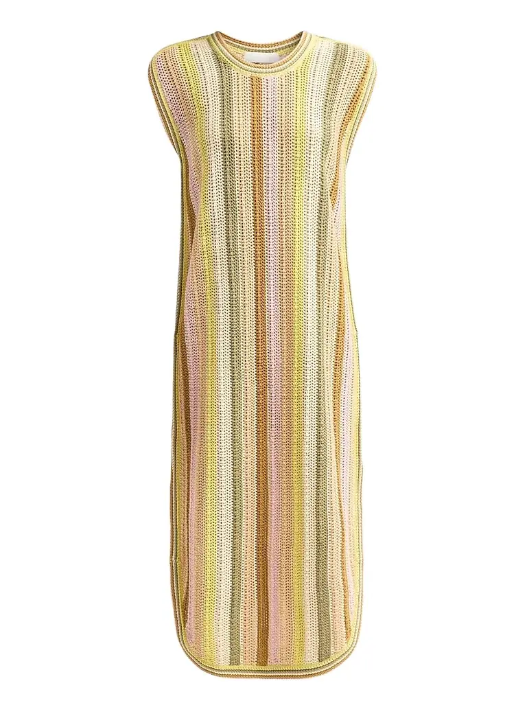Zimmermann Women's Indra Striped Crochet Cotton Midi Dres - Women's Clothing