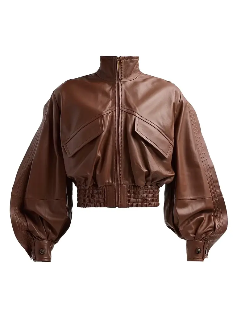 Zimmermann Women's Kindred SpiritLuna Leather Bomber Jacket - Radical Brown - Women's Clothing