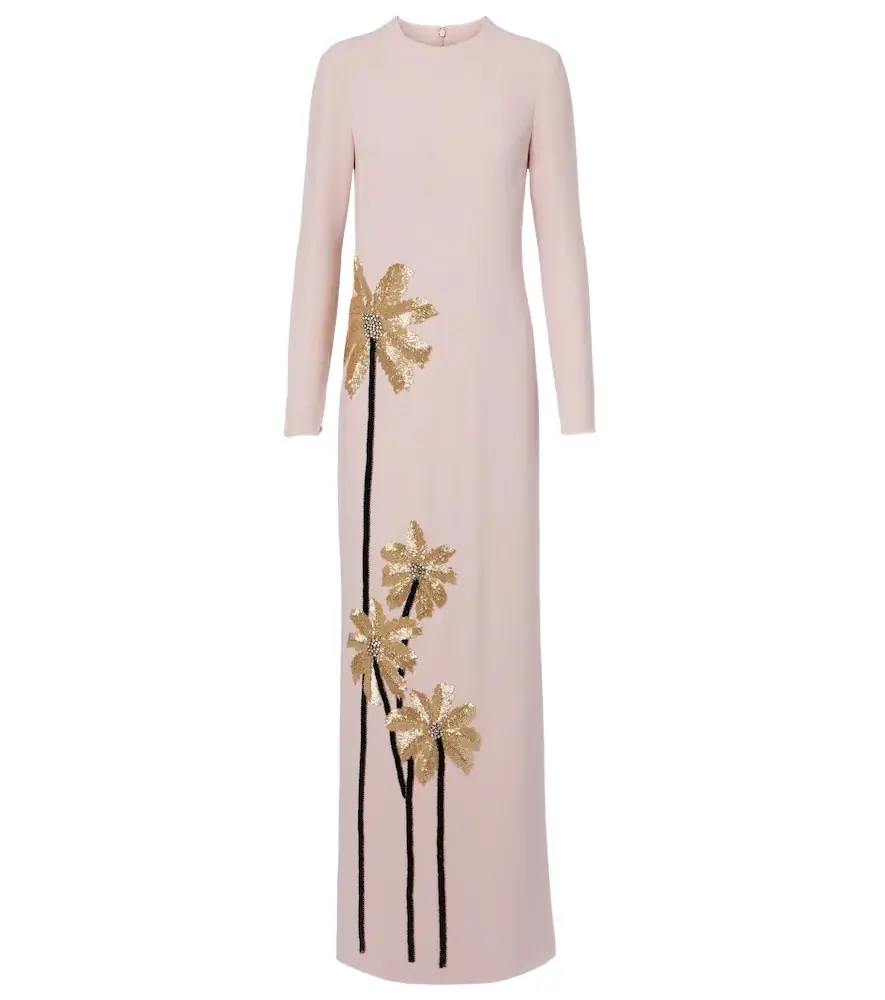 Costarellos Nevina crystal-embellished crêpe gown