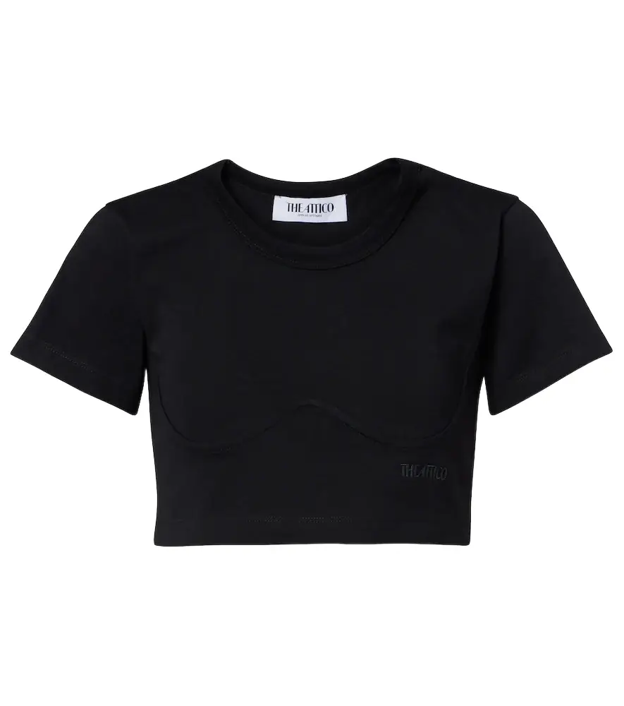 The Attico Cropped cotton jersey T-shirt