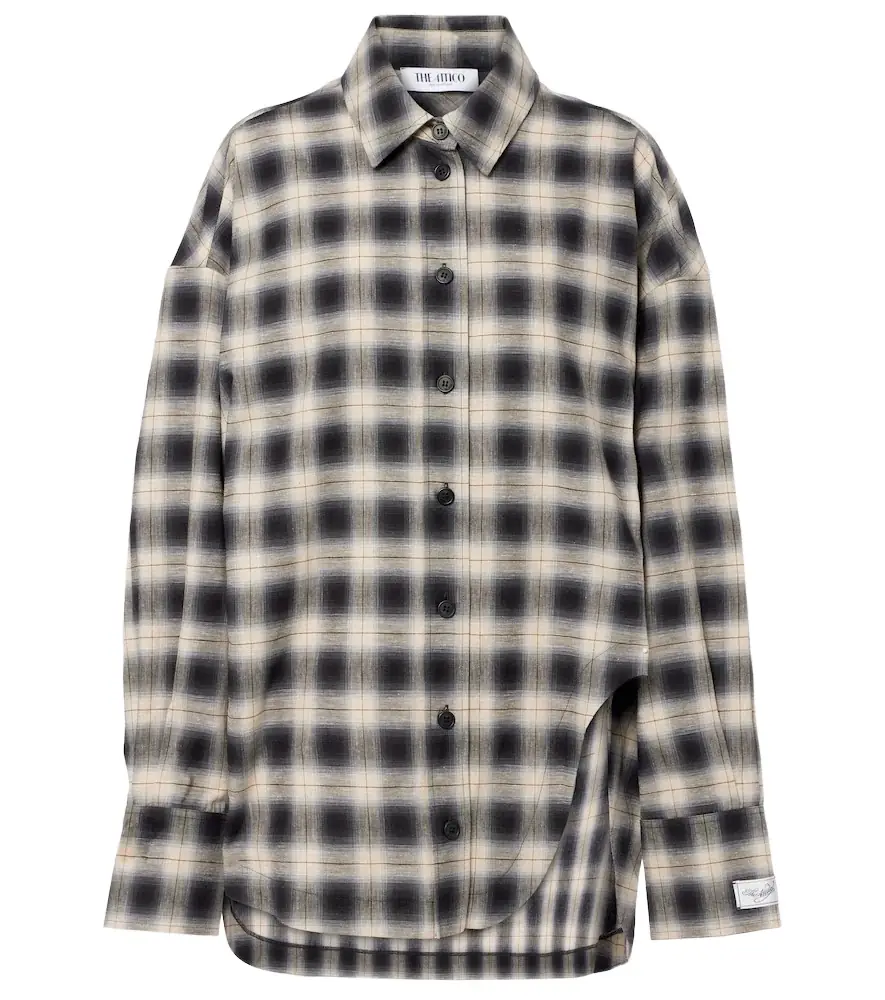 The Attico Checked asymmetric cotton shirt