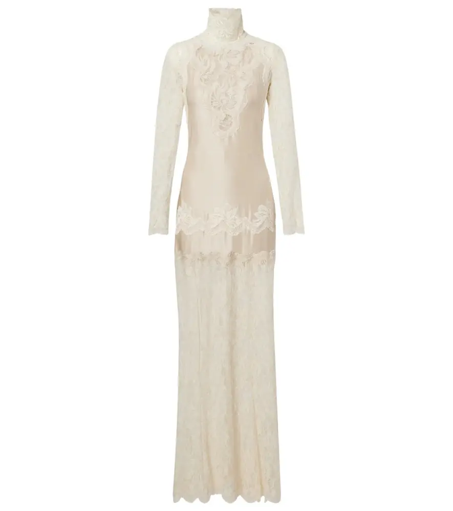 Rabanne Lace and satin maxi dress - Women's Clothing