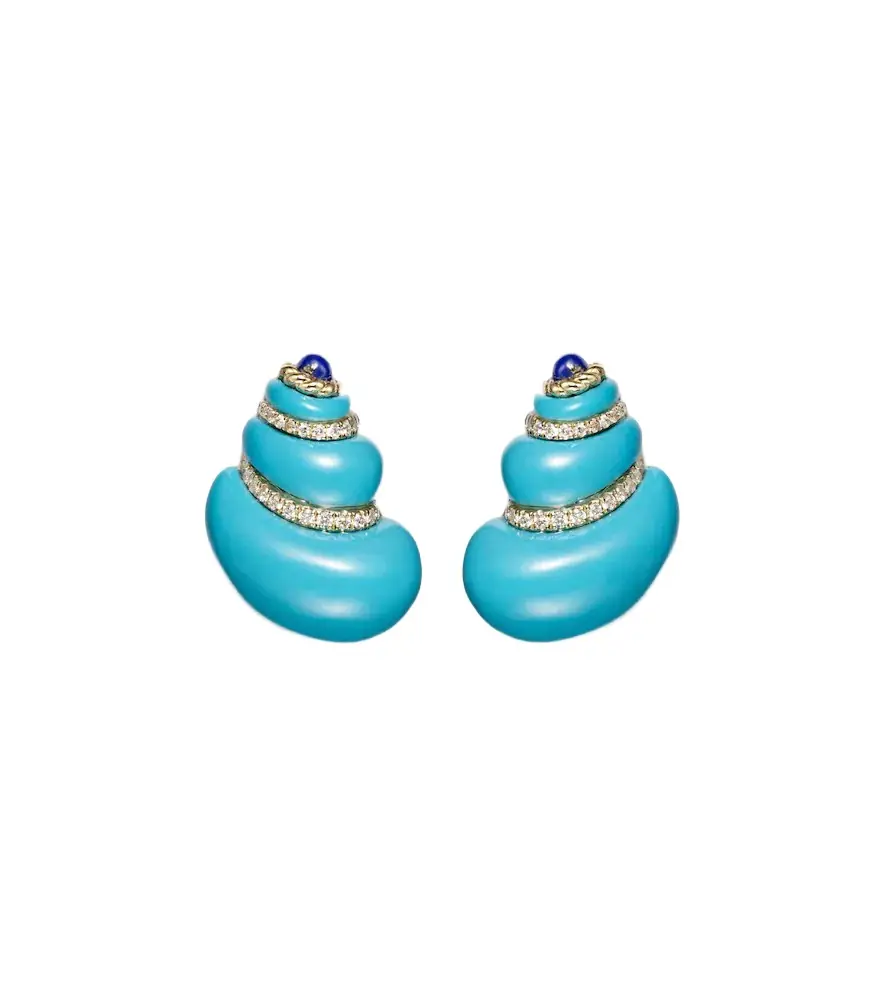 Yvonne Leon Yvonne Léon Coquillage 9kt gold earrings with gemstones - Women's Jewelry And Watches