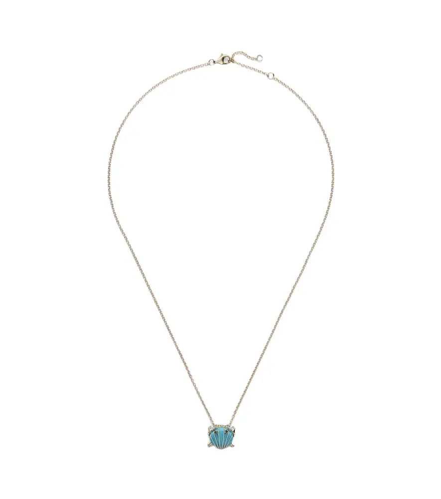 Yvonne Leon Yvonne Léon Crabe Coquillage 9kt gold pendant necklace with turquoise and diamonds - Women's Jewelry And Watches