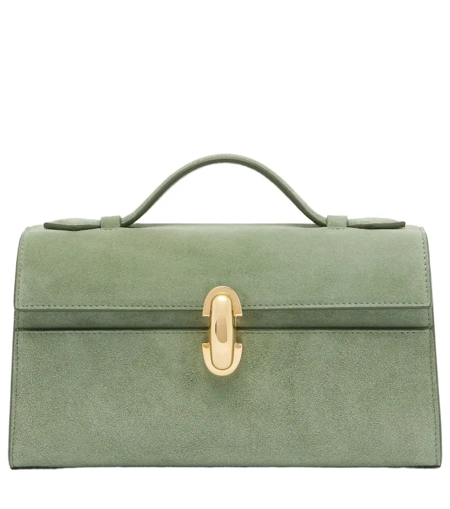 Savette Symmetry Pochette Small suede top-handle bag