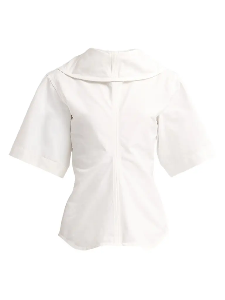 Bottega Veneta Women's Compact Cotton Toile Shirt - Chalk - Women's Clothing