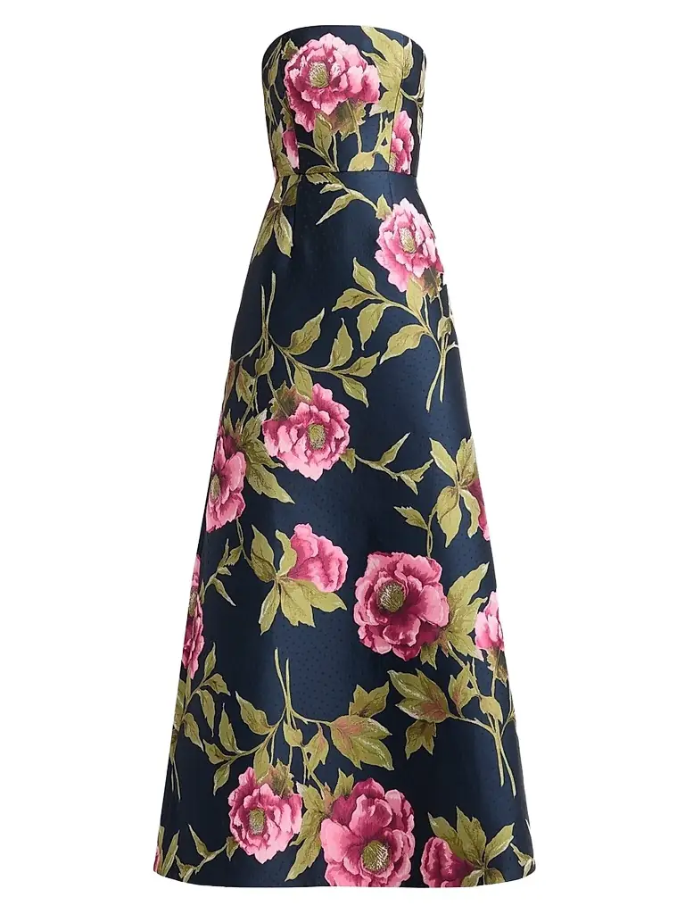 Carolina Herrera Women's Floral Strapless A-Line Gown - Midnight Multi - Women's Clothing