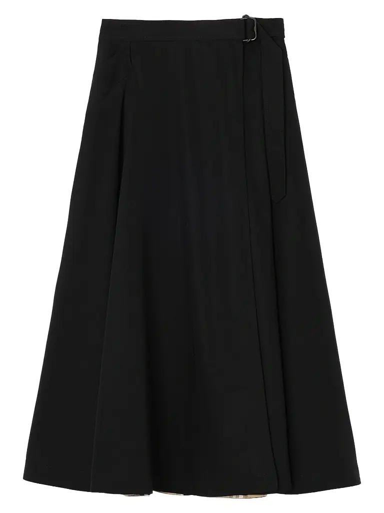 Burberry Women's Belina Belted Wool Twill Midi Skirt - Black