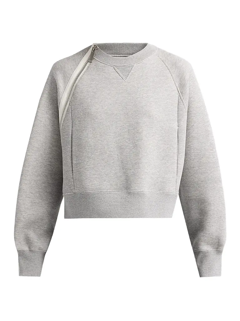 Sacai Women's Zip Sponge Crewneck Sweatshirt - Gray