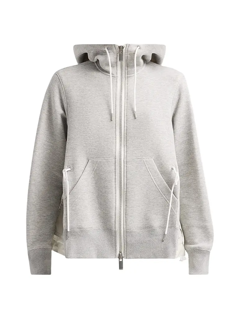 Sacai Women's Sponge Sweat Nylon Twill Hoodie - Gray