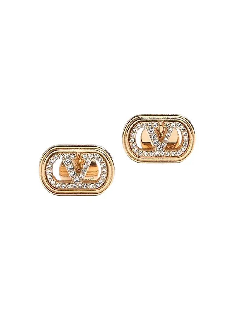 Valentino Garavani Women's Ovalette Earrings in Metal and Swarovski Crystals - Gold Crystal - Women's Jewelry And Watches